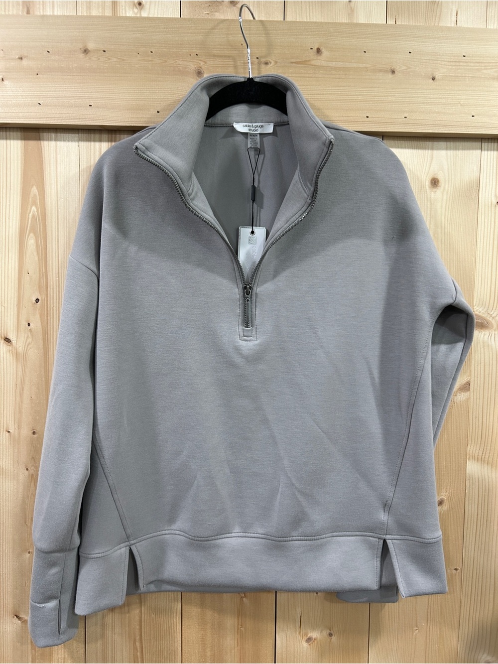 NWT Cable & Gauge Studio Scuba Half-Zip Pullover Sweater - Light Gray - Size M